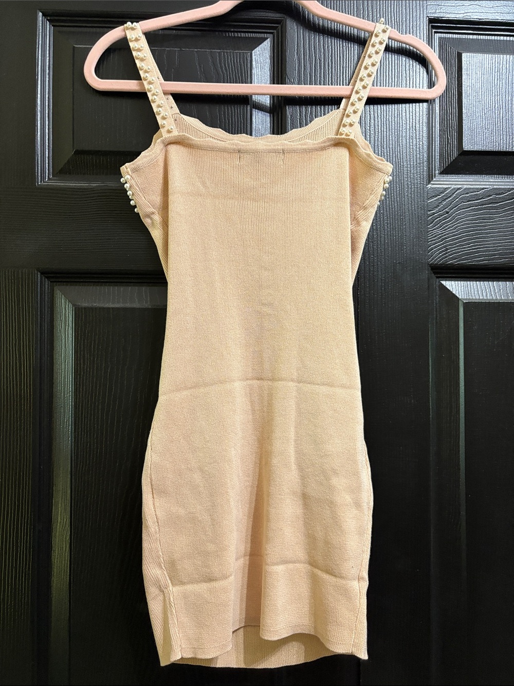 Pearl-Trim Nude Pink Mini Dress - Picture 6 of 6